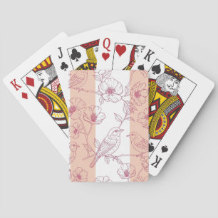 Jeu De Cartes Fleur de oiseau vintage Toile rayure (9)