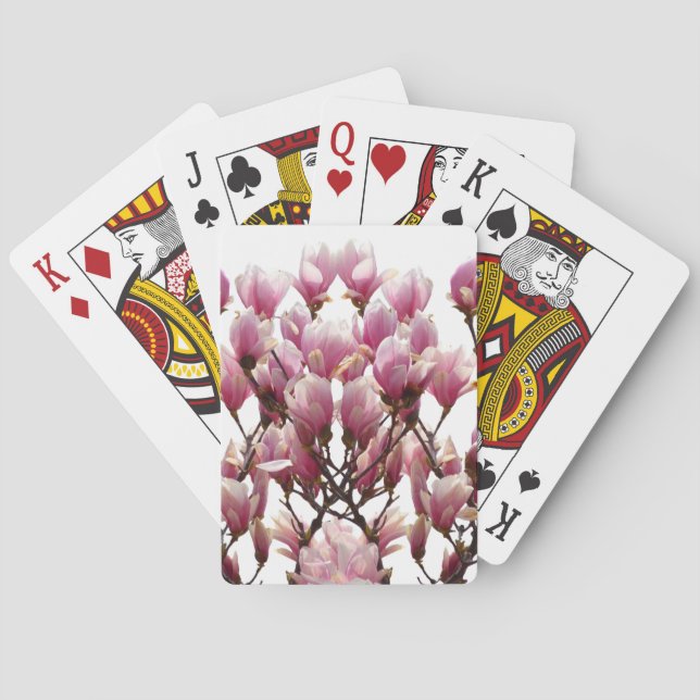 Jeu De Cartes Fleur de printemps rose florissante Magnolias (dos)