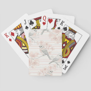 Jeu De Cartes Fleur de toile rayée oiseau vintage (8)