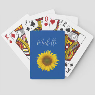 Jeu De Cartes Fleur de tournesol bleu botanique