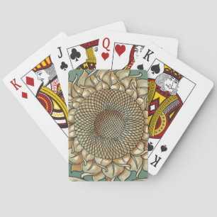 Jeu De Cartes Fleur de tournesol sur l'arrière - plan bleu-vert