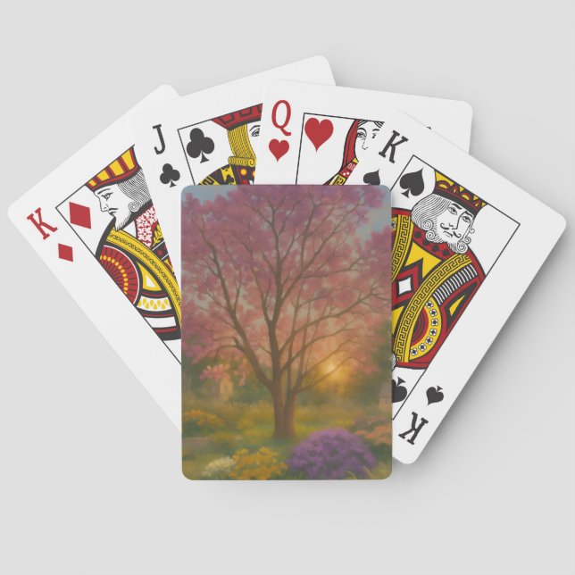 Jeu De Cartes Fleur d'or - Peinture de jardin couché de soleil (dos)
