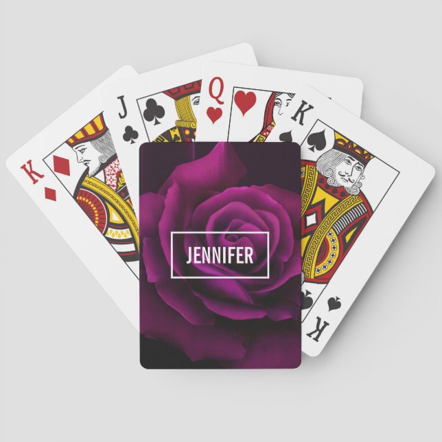 Jeu De Cartes Fleur gothique de rose violet-rouge (dos)