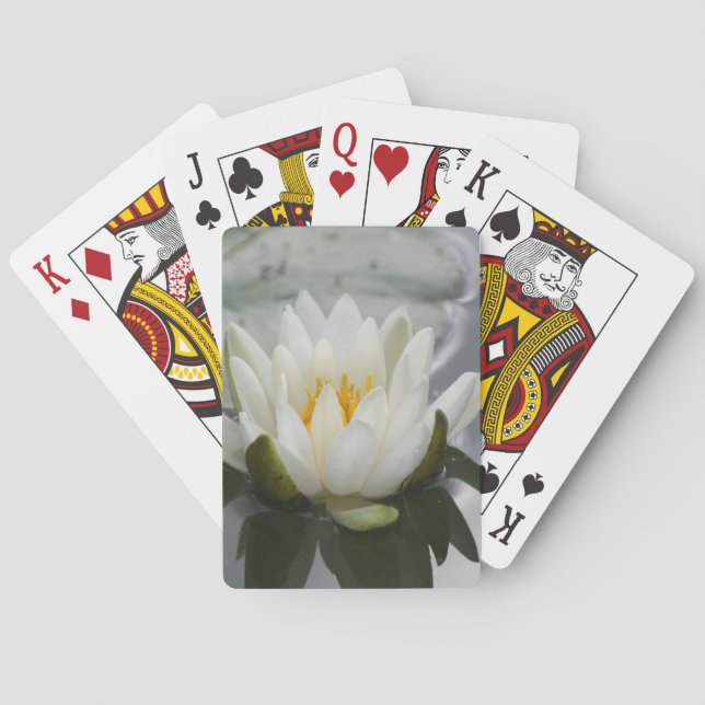 Jeu De Cartes Fleur Lily Lotus en fleurs d'eau blanche (dos)