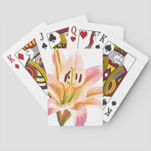 Jeu De Cartes Fleur rose Lily   Aquarelle peinture florale
