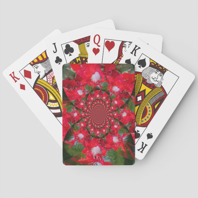 Jeu De Cartes Fleur Rouge Naturelle Blanc Plumes Kaleidoscope Ar (dos)
