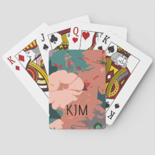 Jeu De Cartes Fleur sauvage Monogrammes Floral Personnalisé Nom 