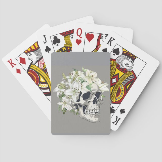 Jeu De Cartes Fleur silencieuse : Crâne et Lys blancs (dos)