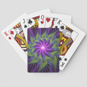 Jeu De Cartes Fleuron vert violet Art Abstrait fractal moderne