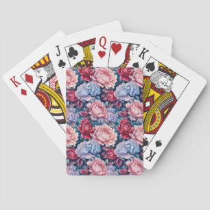 Jeu De Cartes Fleurs bleues et roses