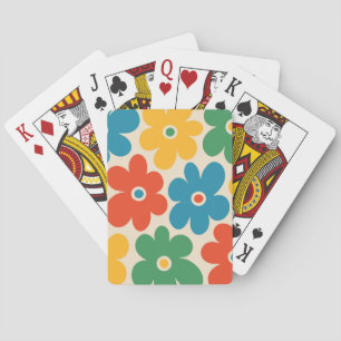 Jeu De Cartes Fleurs colorées rétro Motif