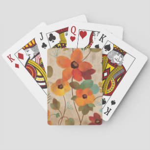 Jeu De Cartes Fleurs colorées sur un arrière - plan blanc