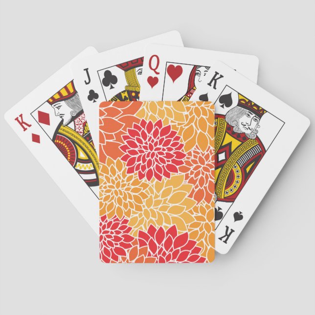 Jeu De Cartes Fleurs Dahlia, Motif De Fleurs, Dahlia Orange (dos)