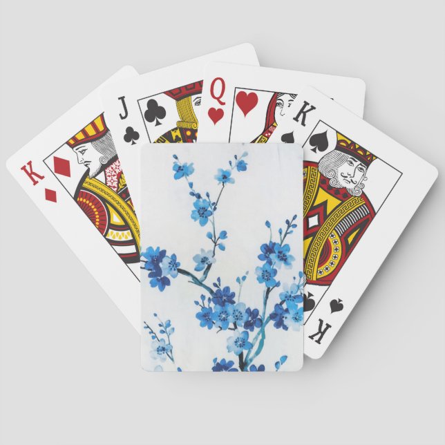 Jeu De Cartes Fleurs d'aquarelle bleue délicieuses (dos)