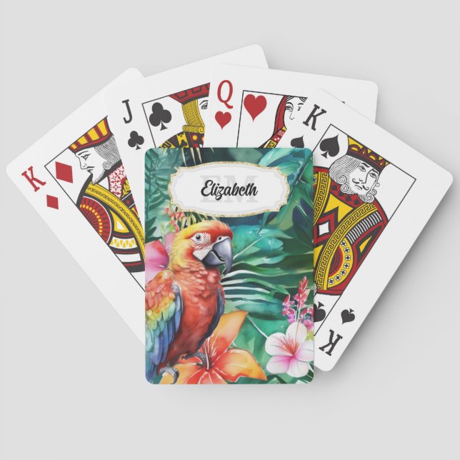 Jeu De Cartes Fleurs d'aquarelle de la jungle tropicale de perro (dos)