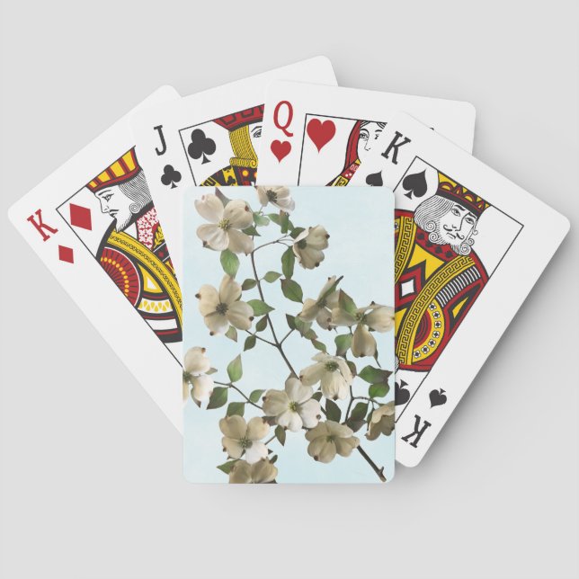 Jeu De Cartes Fleurs de bois de chien blanc fleurissant (dos)