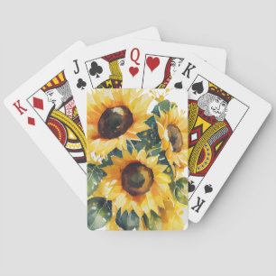 Jeu De Cartes Fleurs de couleur aquarelle