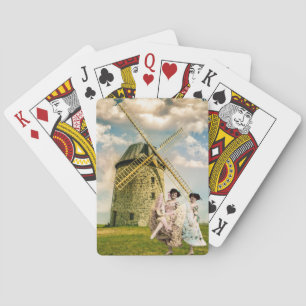 Jeu De Cartes Fleurs de danse vintages et moulin à vent