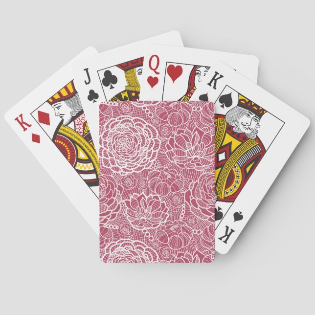 Jeu De Cartes Fleurs de dentelle bleue motif arrière - plan (dos)