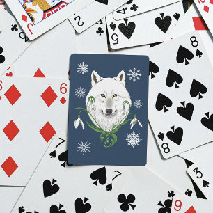 Jeu De Cartes Fleurs de neige du Loup arctique blanc