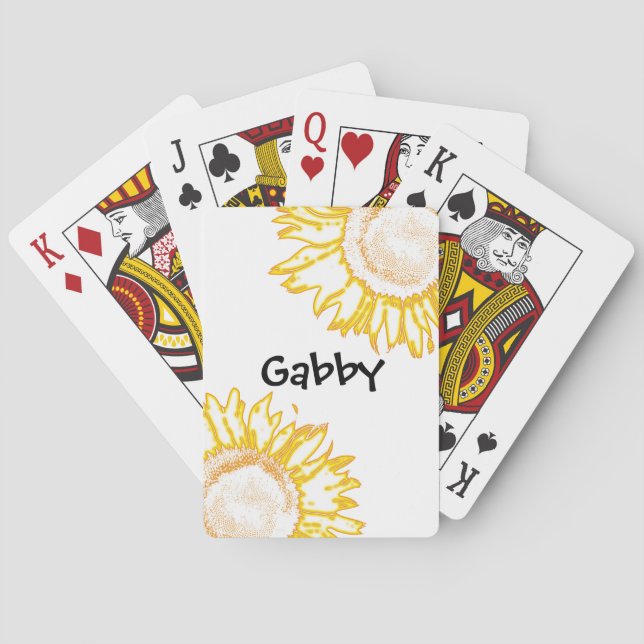 Jeu De Cartes Fleurs de soleil Jaune de néon personnalisées (dos)