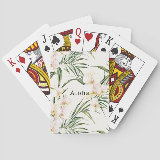 Jeu De Cartes Fleurs d'orchidées blanches tropicales (dos)