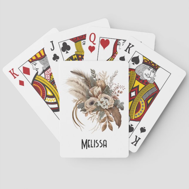 Jeu De Cartes Fleurs Élégantes Feuillage et plumes (dos)