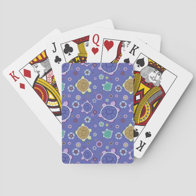 Jeu De Cartes Fleurs et motif de tortue de coeurs (dos)