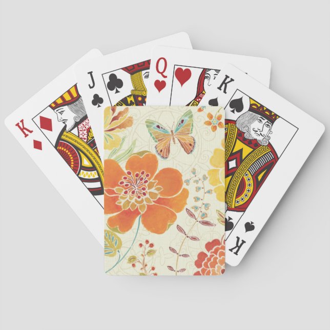 Jeu De Cartes Fleurs et papillons colorés (dos)