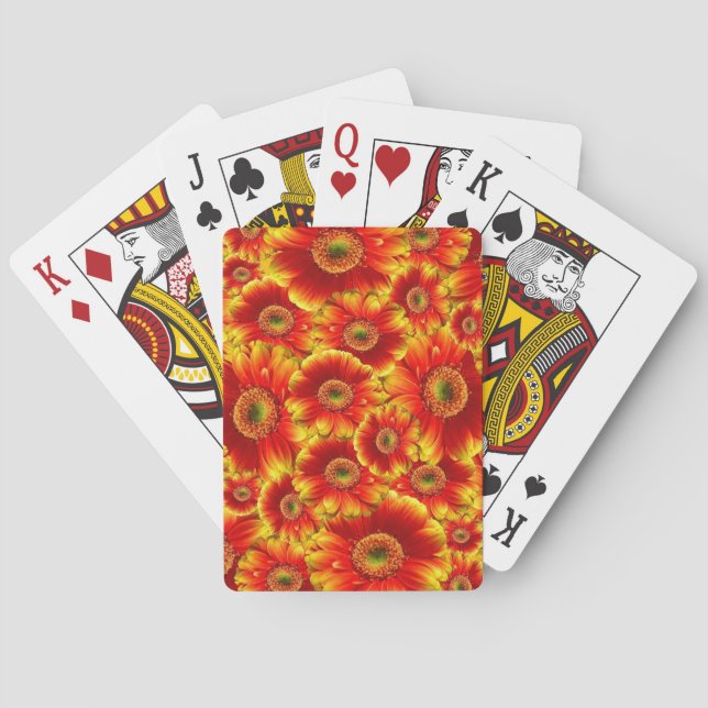 Jeu De Cartes Fleurs orange vives (dos)