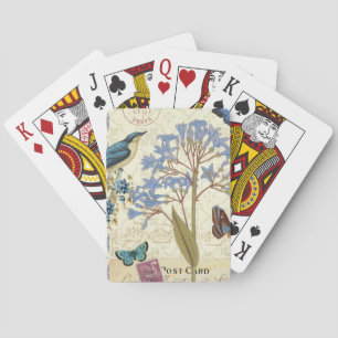 Jeu De Cartes Fleurs, papillons, et collage d'oiseau
