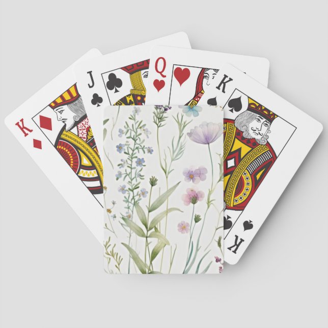 Jeu De Cartes Fleurs pourpres d'aquarelle (dos)