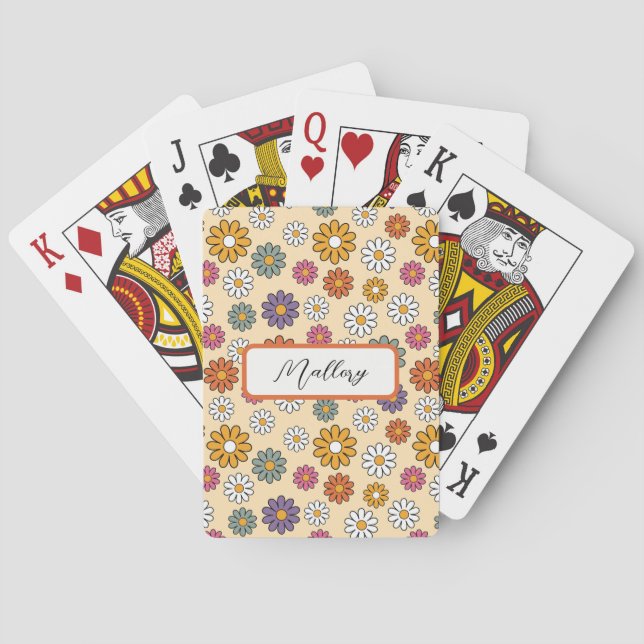 Jeu De Cartes Fleurs Retro personnalisées Cartes de Jeu Classiqu (dos)