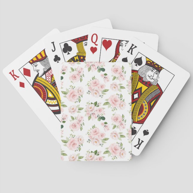 Jeu De Cartes Fleurs roses, Roses roses, Fleurs Aquarelles (dos)