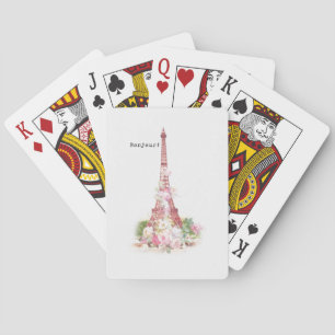 Jeu De Cartes Fleurs roses Vintages Paris Tour Eiffel