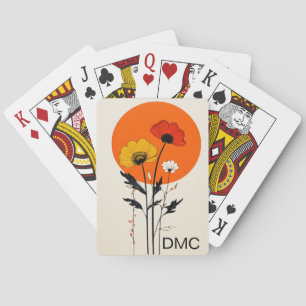 Jeu De Cartes Fleurs rouges et jaunes avec soleil