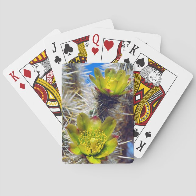 Jeu De Cartes Fleurs sauvages de Cholla Cactus en argent (dos)