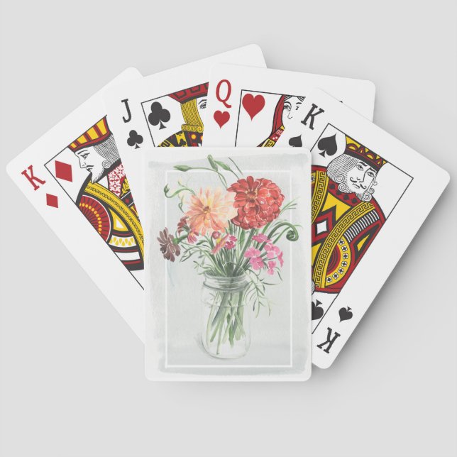 Jeu De Cartes Fleurs sauvages d'été - roses et rouges (dos)