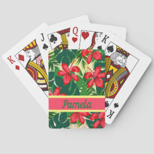 Jeu De Cartes Fleurs tropicales et feuilles