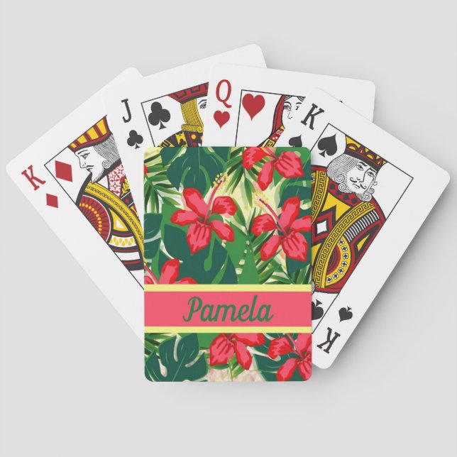 Jeu De Cartes Fleurs tropicales et feuilles (dos)