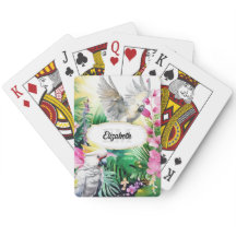 Fleurs tropicales perroquets monogrammes oiseaux j