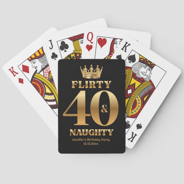 Jeu De Cartes flirty 40 and naughty ,gold and black birthday (dos)