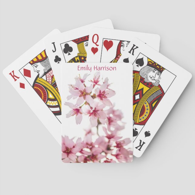 Jeu De Cartes Floraison de fleurs de cerisiers roses et blancs (dos)