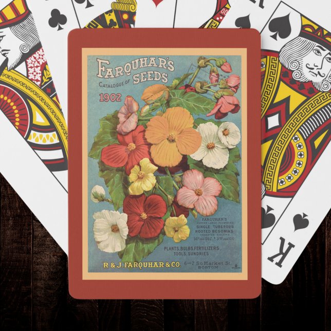 Jeu De Cartes Floral Begonias Pink 1902 Seed Packet Red Teal (Créateur téléchargé)