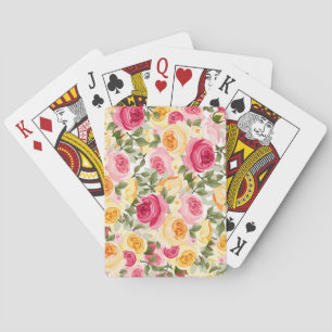 Jeu De Cartes Floral chic minable de ferme de roses roses et