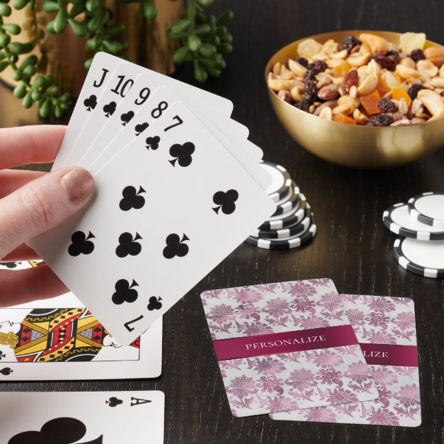 Jeu De Cartes Floral d'argent rouge de Bourgogne (In Situ)