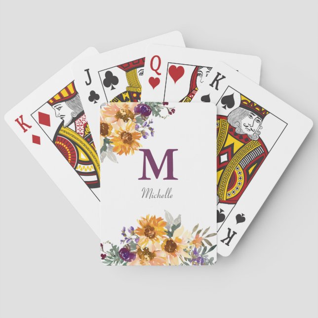 Jeu De Cartes Floral de tournesol monographique (dos)