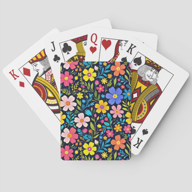 Jeu De Cartes Floral Digital Peinture Fleurs Motif-38875 (dos)