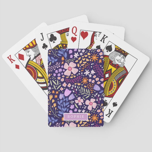 Jeu De Cartes Floral Modern Wildflowers Girly Elegant Stylish (dos)