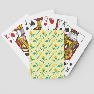Jeu De Cartes Floral pattern with yellow rose and tulip flowers